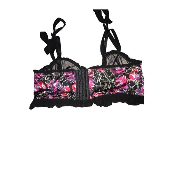 Torrid X Betsey Johnson Floral Print Black Pink Ruffled Longline Bra Size 2 D - Picture 2 of 10
